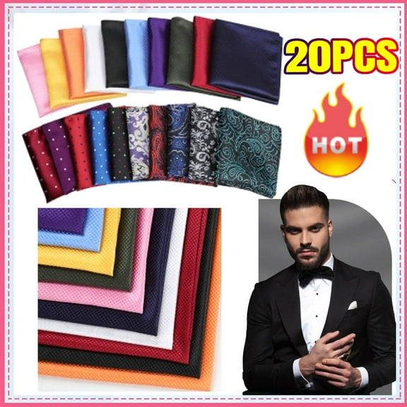 Pocket Squares for Men 20 Pack Mens Pocket Squares handkerchiefs Set Assorted Colors, Men Assorted Hankies for Wedding Party