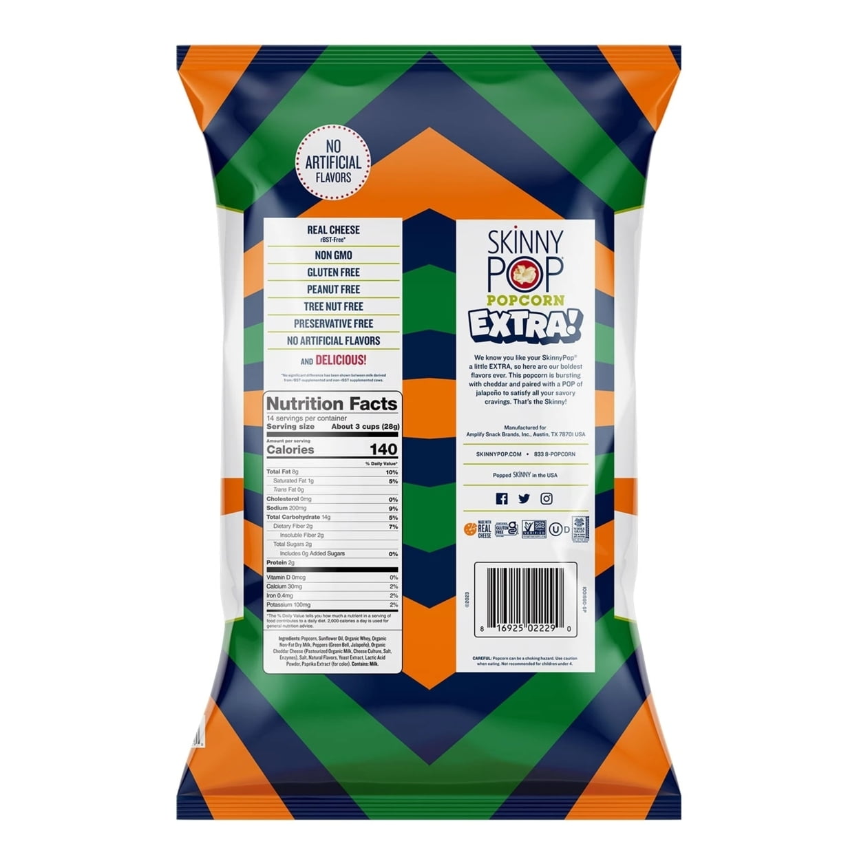 SkinnyPop Cheddar Jalapeno (14 Ounce) - Walmart.com