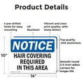 thumbnail image 2 of (2 Pack) Hair Covering Required In This Area OSHA Notice Sign 14 Inch X 10 Inch Indoor / Outdoor Rust-Free Aluminum Metal Signs for Workplace, Workshop, and Construction Site, Made in, 2 of 8