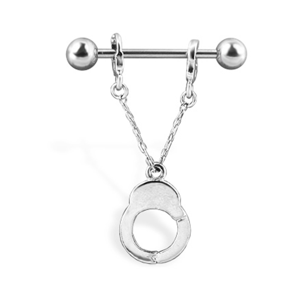 Nipple Ring With Handcuff, 14 Ga