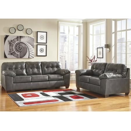 Leather Living Room Sets Sale Flash Furniture Signature Design by Ashley Alliston Living Room Set in Gray Faux Leather ()