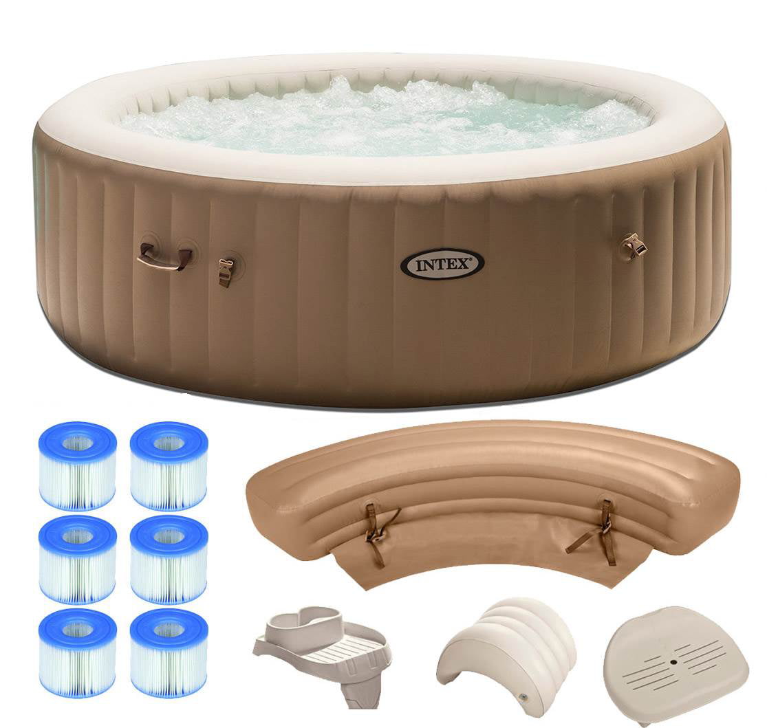 werkplaats Zending straal Intex Pure Spa 6 Person Inflatable Portable Hot Tub with Headrest and Cup  Holder - Walmart.com