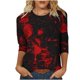 thumbnail image 2 of Fiudx Ofertas Relámpago Camiseta Estampada de Halloween a La Moda para Mujer, Blusa de Mangas 3/4, Tops Informales con Cuello Redondo, 2 of 5