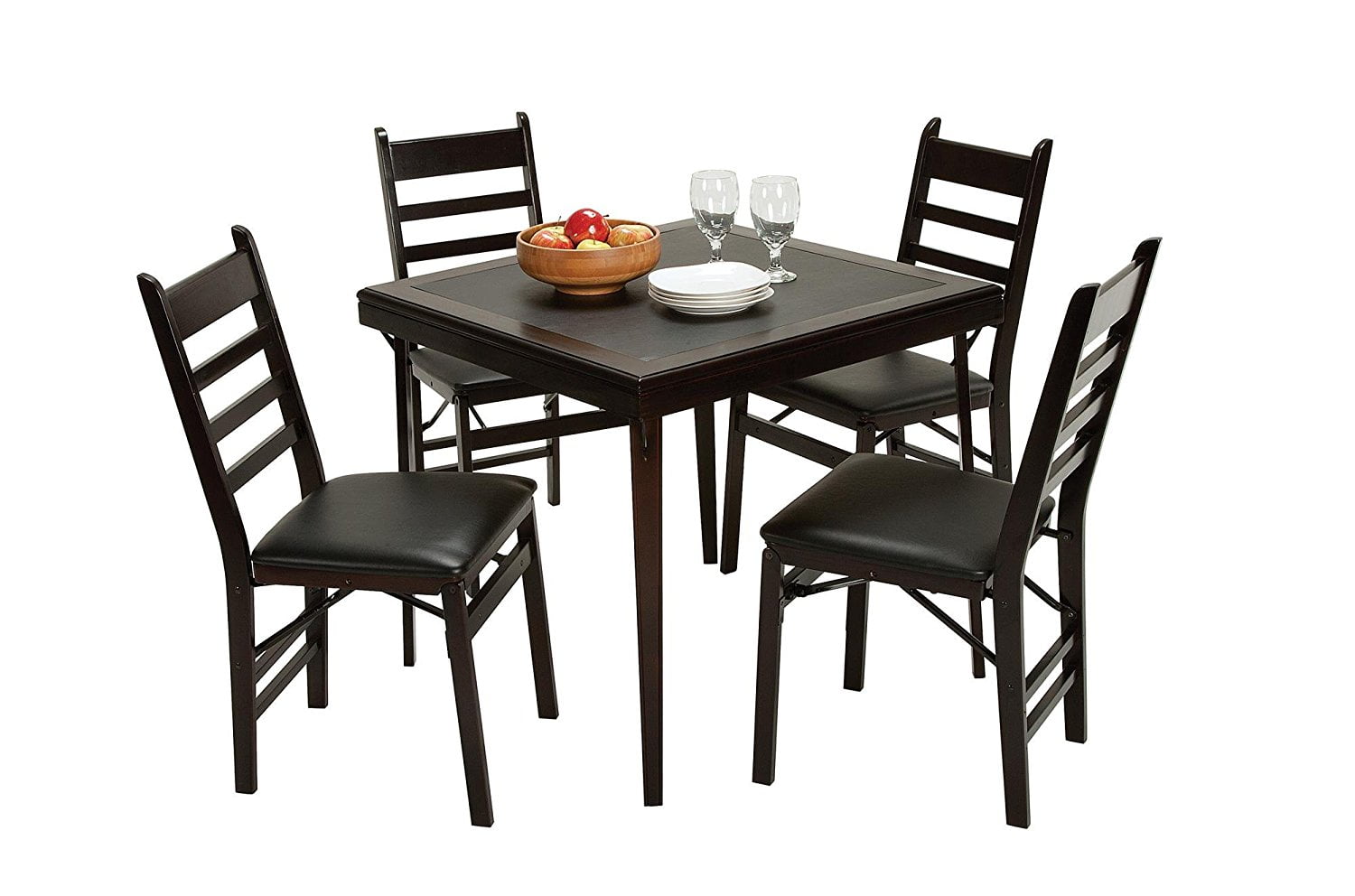 Cosco Folding Espresso Wood Table Square With Vinyl Inset Departments