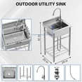 thumbnail image 1 of 24x20x41 Inches Freestanding Stainless Steel Utility Sink: Single Bowl, Hot and Cold Faucet, Adjustable Legs, Rapid Drainage System, Built - In Knife Storage, 1 of 5