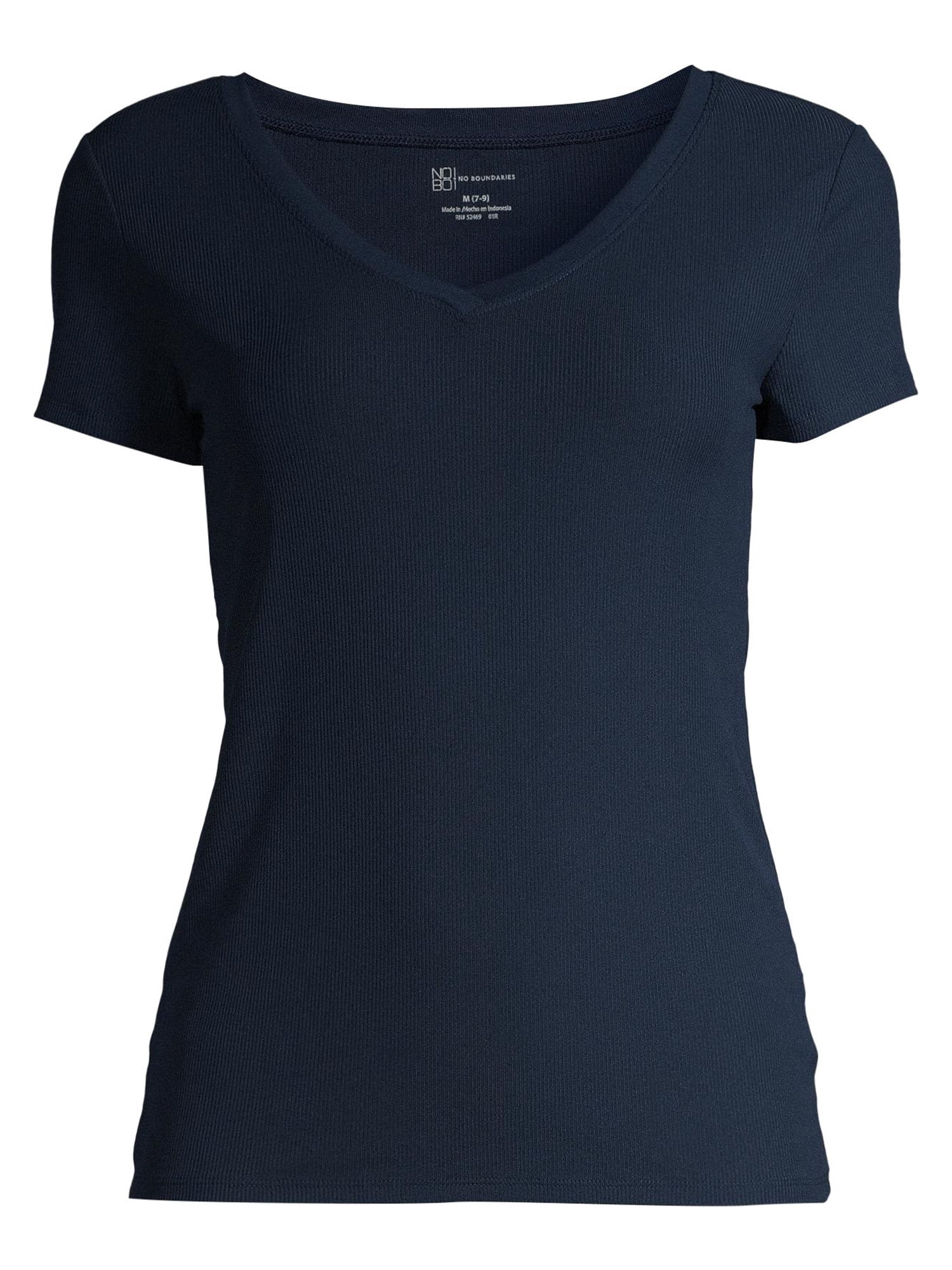 No Boundaries Juniors' Brushed V-Neck Short Sleeve T-Shirt