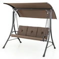 thumbnail image 1 of Costway 3-Seat Outdoor Porch Swing Adjustable Canopy Padded Cushions Steel Frame Brown, 1 of 10
