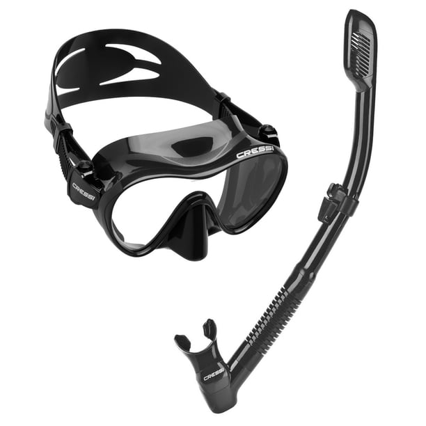 Combo Adulto Máscara & Tubo CRESSI F1 Frameless & Supernova Dry Negro