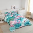 thumbnail image 3 of Erosebridal Ensembles de Couette Flamant Rose Chic Format Simple, Couette en Duvet Palmier Tropical, Réversible 2 Pcs, 3 of 7