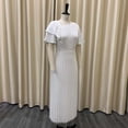 thumbnail image 6 of AURA Plus Size Ruffle Sleeve Pleated Midi Dress Elegant High Waist Swing Skirt Solid Color, 6 of 9