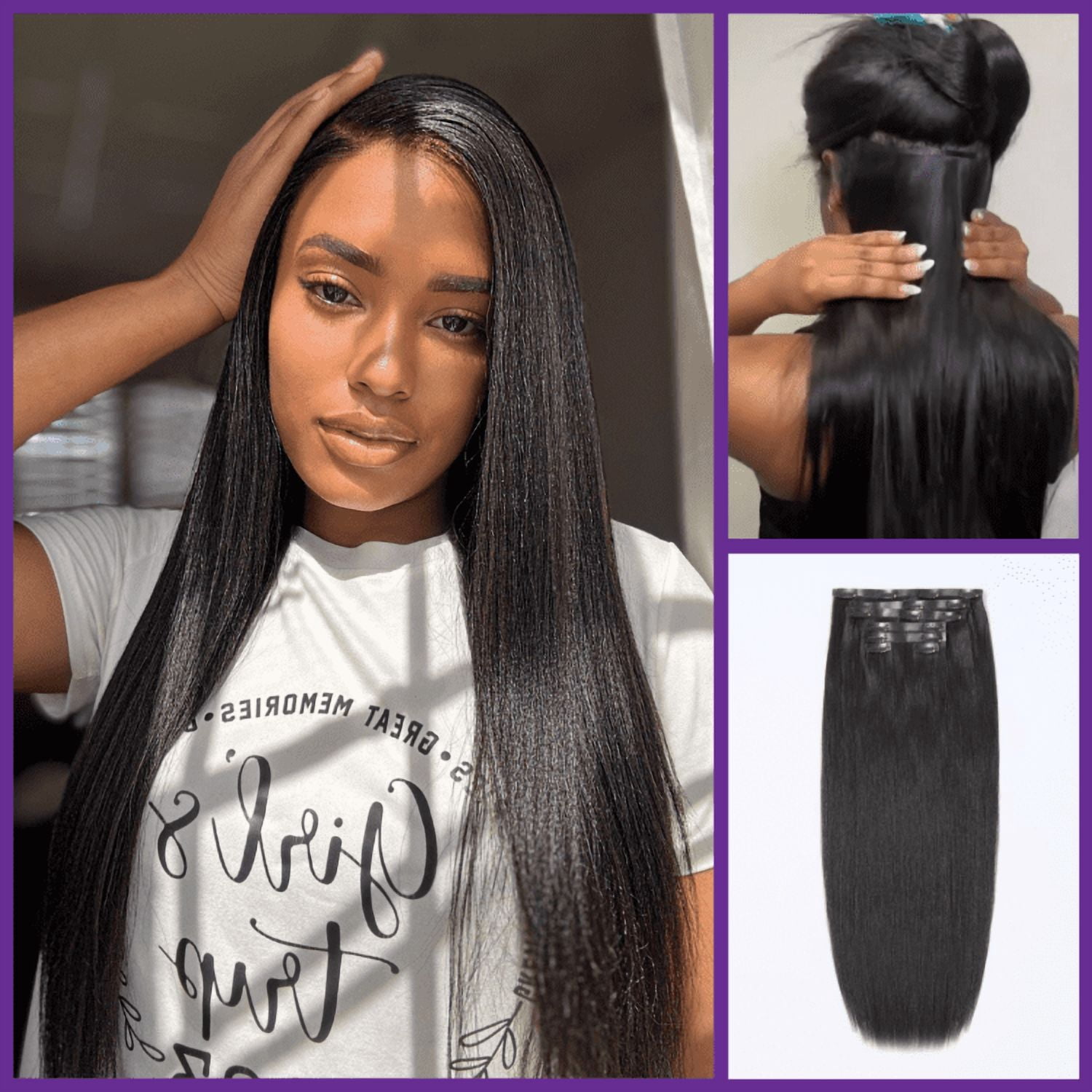 LUVME Straight / Body Wave / Kinky Curly / Yaki Straight / Kinky Straight / Messy Curly Clip in Hair Extensions Real Human Hair Pieces 135g 9pcs / 7pcs with Free Gift