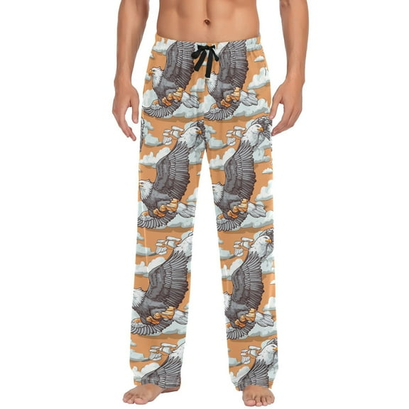 Men's Lightweight Pajama Bottoms Eagle Stretch Elastic Waist Side Pockets Spring Fall