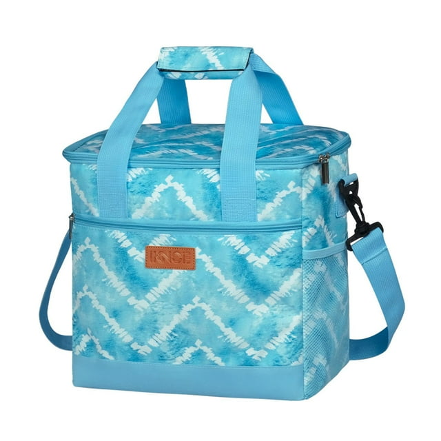 Tignapoo Sac à Lunch Isolé Premium avec Sangle Réglable, Grande Capacité pour Extérieur, Voyage et Pique-Niques, Design Étanche et Imperméable Motif Vague Bleu Blanc
