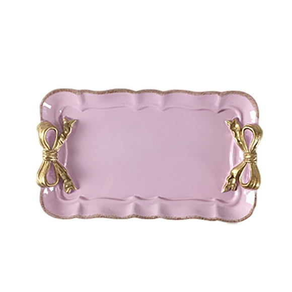 Binwennn Perfume Tray Resin Vintage Bow Tray Decorative Vintage Tray For Necklaces Jewelry Keys Earrings And Small Items Vintage Decorative Tray Bow Tray Baking Paper Sheets with Flower Small Baking