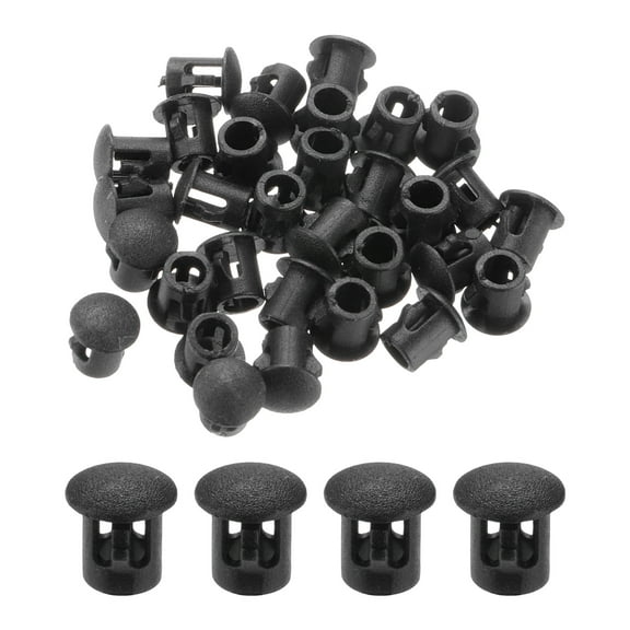 Uxcell 64Pcs 6mm(1/4') Black Round Hole Plugs Nylon Plastic Flush Type Hole Plug Insert End Cap for Locking Hole Tube