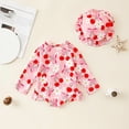 thumbnail image 6 of newwalpole Kids Girls Rash Guard Long Sleeve One Piece Swimsuits Zipper Bathing Suits UPF 50+ Tropical Plant Flowers with Hat Red for Size 6-12 Months, 6 of 9