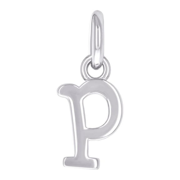 925 Sterling Silver Unisex Letter Name Personalized Monogram Initial Small Alphabet P Charm Pendant Necklace 12.5x4.5mm