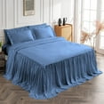 thumbnail image 3 of 4 Piece Long Ruffle Sheet Set, 30" Inch Long Ruffle On Corner Of The Flat Sheet, 21 Inch Deep Pocket, 100% Egyptian Cotton, 800 TC, Twin Size, Solid Medium Blue, 3 of 9