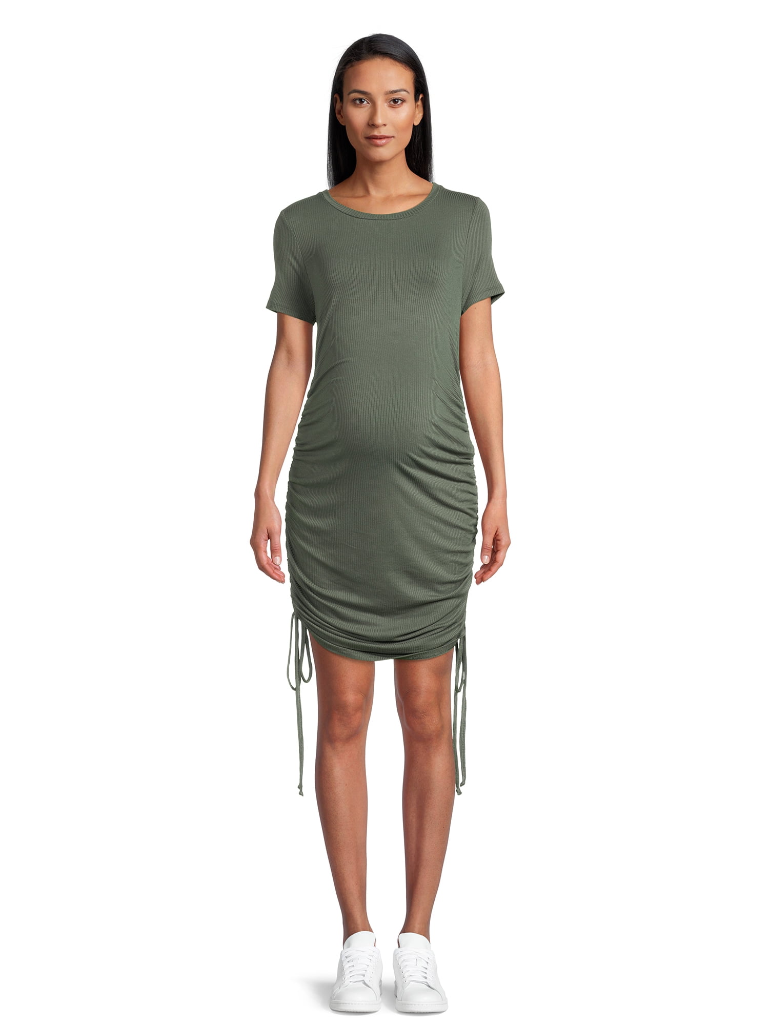 Destination Maternity Women's Ruched Bodycon Dress with Short Sleeves, Sizes S-2XL