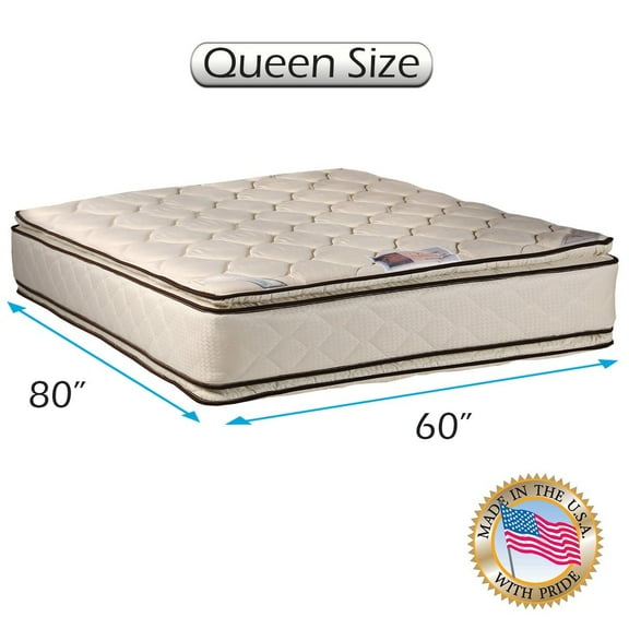 Dream Sleep Coil Comfort Two-Sided Pillow Top Queen Size Mattress Only - Sleep System with Enhanced Cushion Support, Fully Assembled, Great for your Back, Longlasting Comfort