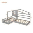 thumbnail image 4 of imerelez Wood House Bed Twin Size, 2 Twin Solid Bed L structure with fence and slatted frame, Gray, 4 of 10