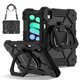 thumbnail image 1 of Funda Resistente a Golpes para iPad mini 2024 / mini 6, Funda Protectora de Silicona Anti-caída + Capa de PC con Soporte de Asa Cuadrada Giratoria de 360° y Correa para el Hombro, Negro, 1 of 7