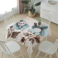 thumbnail image 6 of Spring Floral Vintage Table Cloth Waterproof Tablecloths, Retro Teal Tulips Botanical Summer Tablecloth Dining Table Cover for Kitchen Party Tabletop Outdoor, Square Tablecloth 54x54 Inch, 6 of 9