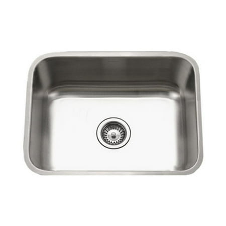 Houzer STS-1300-1 Eston Series Undermount Stainless Steel Single Bowl Kitchen Sink, 18 (Best Caulk For Undermount Kitchen Sink)