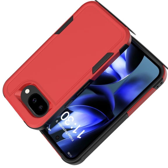 Allytechgroup Rugged Case for Google Pixel 10A, Shock Absorbent Full Protective PC Back Cover Phone Case for Women Men,Red