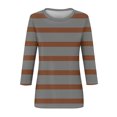 thumbnail image 3 of LYEAA Women's Tops 3/4 Sleeve Tee Crew Neck T-shirt Striped Tees Loose Soft Comfortable Blouse Dressy Casual Breathable Trendy Clothing 2024 Fashion Clothes Gray L, 3 of 4