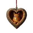 thumbnail image 2 of Kumdkd Heart-Shaped Animal Ornaments - Resin Wood Look Christmas Tree Decor, Realistic Wildlife Design, Red Ribbon Hanging, Perfect Gift‌, 2 of 7