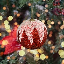Christmas Ball Ornaments 1 Pcs - 3 inch Large Shatterproof Christmas Balls, Patterns Decorations Indoor, Aesthetic Holiday Party Hanging Ornaments for Xmas Tree, Wreath, Vines, Red