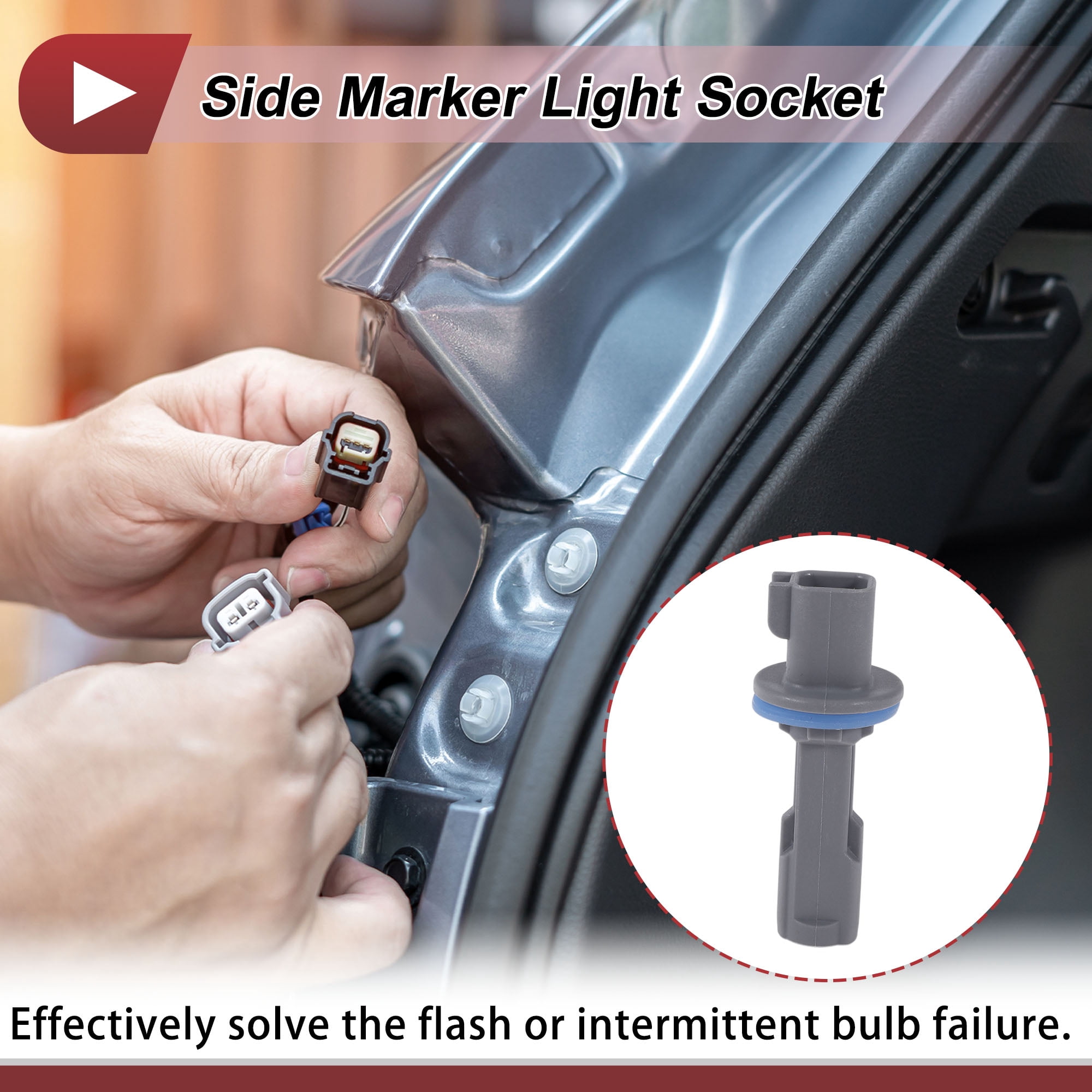 Unique Bargains 1 Pc Side Marker Light Socket Lamp Bulb Connector