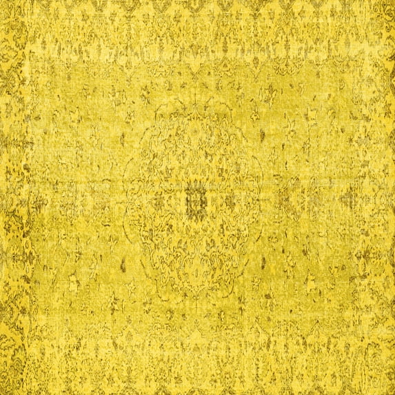 Ahgly Company Indoor Square Persian Yellow Traditional Area Rugs, 6' Square