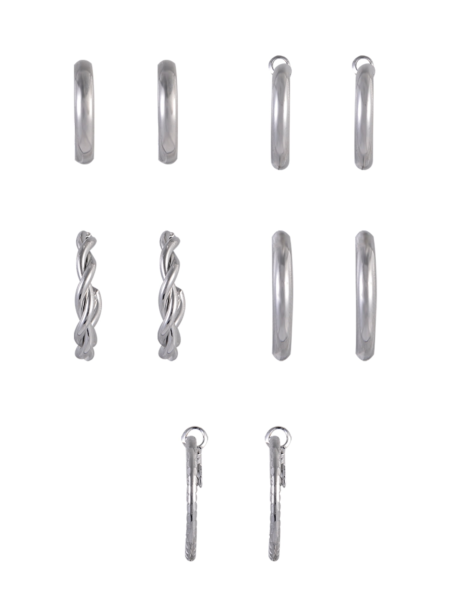 Time and Tru Silvertone 15-On Small & Chunky Hoops Earring Set