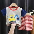 thumbnail image 2 of NOLDARES Toddler Boy Race Track Print Summer Outfit Short Sleeve Tee Elastic Waist Shorts Clothes Blazer,18-24 M, 2 of 4