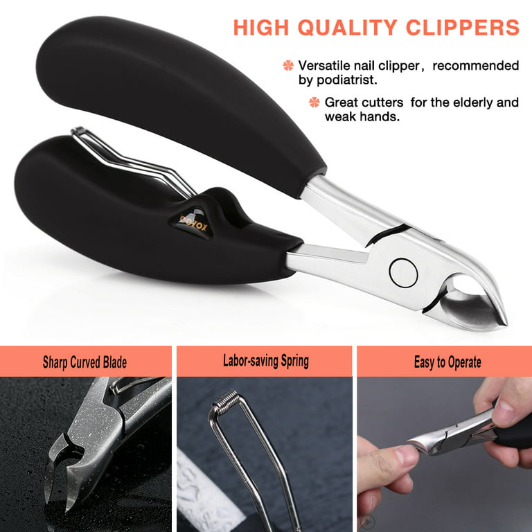 BEZOX Thick Toenail Clippers - Precision Large Toe Nail Clipper for Thick  Nails, Comfort Grip Fingernail Clipper, Ergonomic Long Handle Nail Cutter