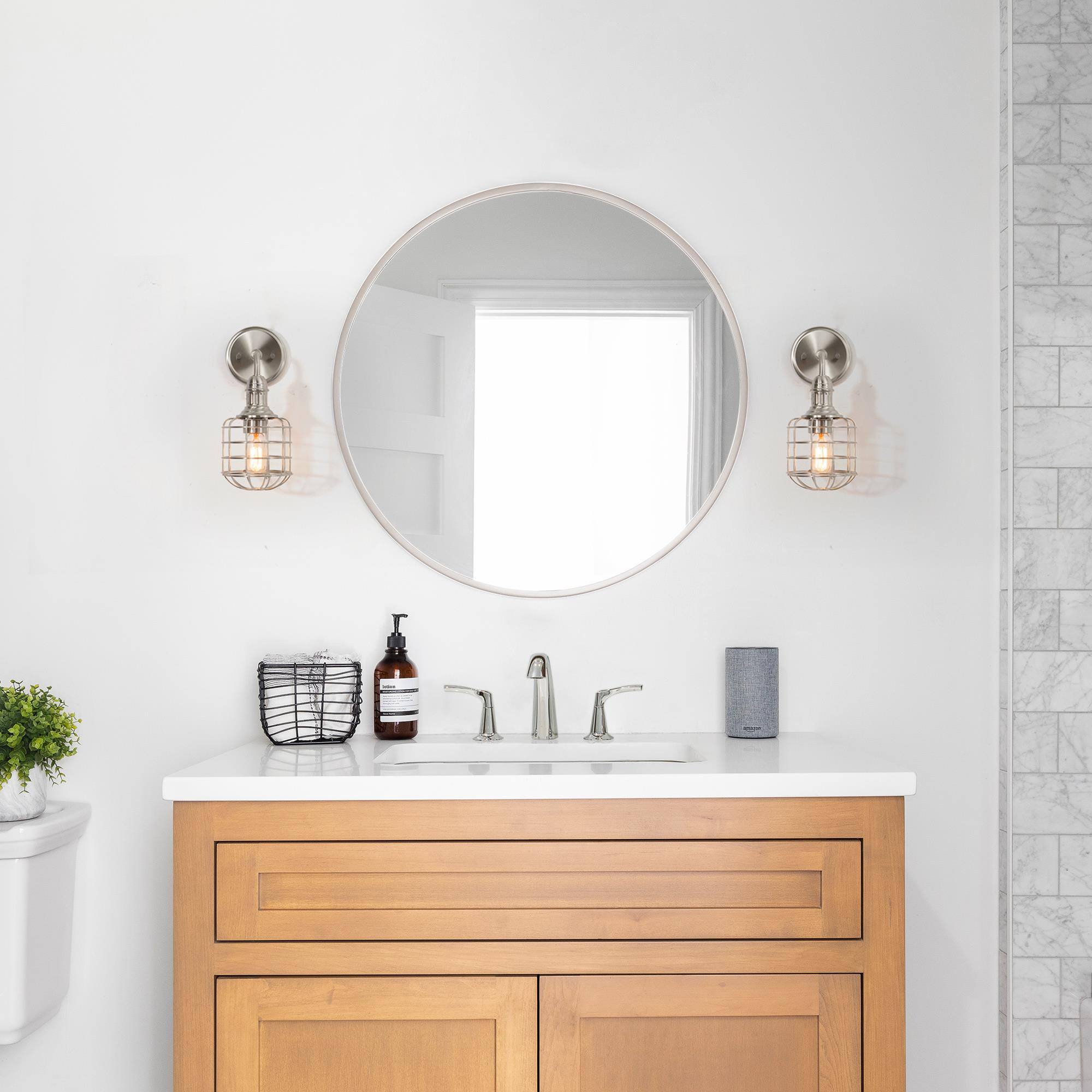 LNC Classic 5.5-in Polished Nickel Bathroom Vanity Light, Transitional, 1-Light