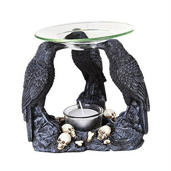 Ebros Ravens Crow Scented Oil Warmer Diffuser Collectible Figurine