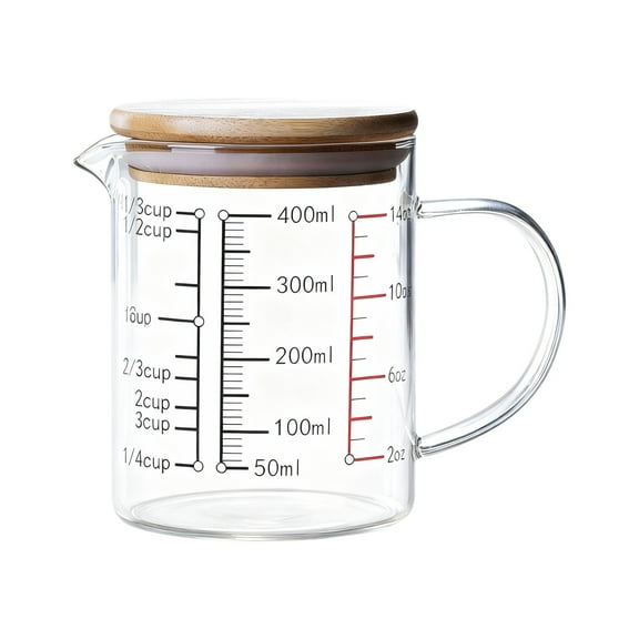 High Borosilicate Glass Measuring Cup-V-Shaped Spout,400ml(13.5OZ) Glass Measuring Beaker for Kitchen or Restaurant, Easy to Read