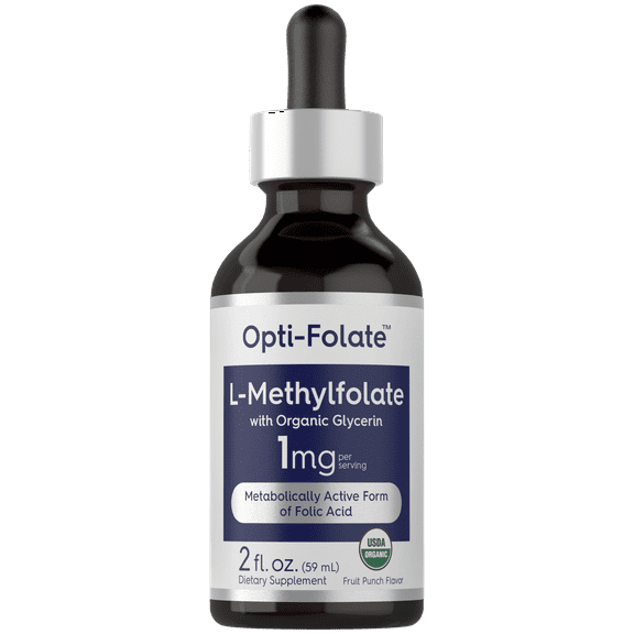 L-Methylfolate Drops 1mg | 2 Fl Oz | with Organic Glycerin | Fruit Punch Flavor | by Carlyle