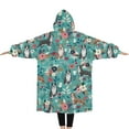 thumbnail image 2 of Oversized Wearable Blanket Hoodie,Pitbull Dog and Flower Floral Sherpa Blanket Hoodie with Super Pockets,Super Warm Fuzzy Pullover for Women & Men, 2 of 6