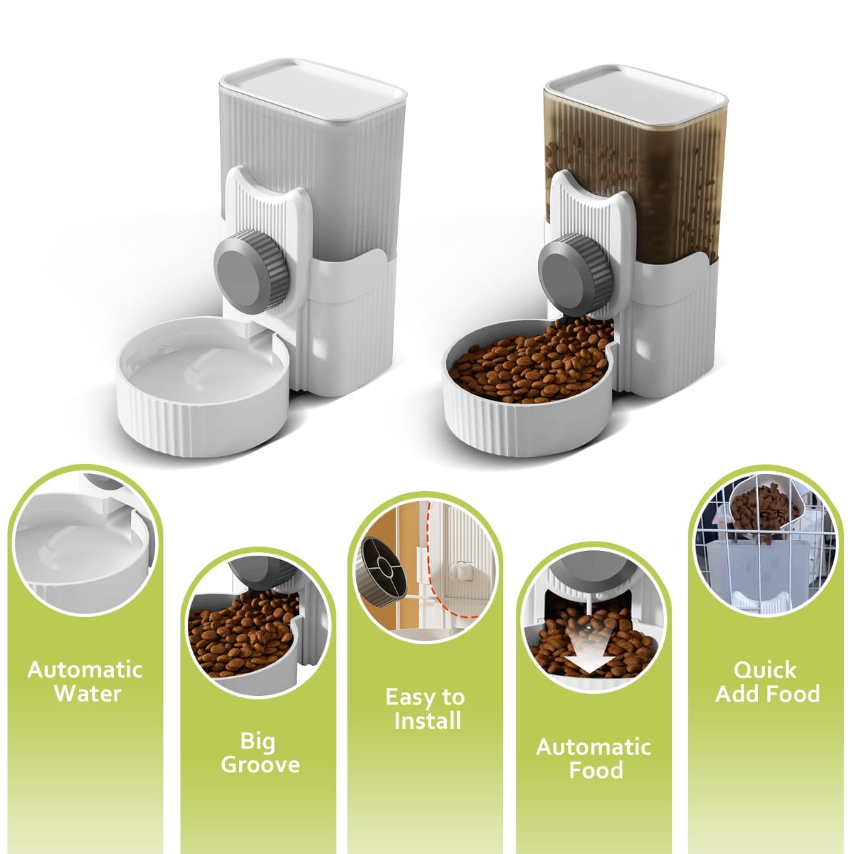 2 Pack Hanging Automatic Pet Food and Water Dispenser,Gravity Auto Rabbit Feeder for Cage,Guinea Pig Feeder and Waterer Set,Cat Food Bowl Dog Feeding Station for Bunny,Ferret,Chinchilla
