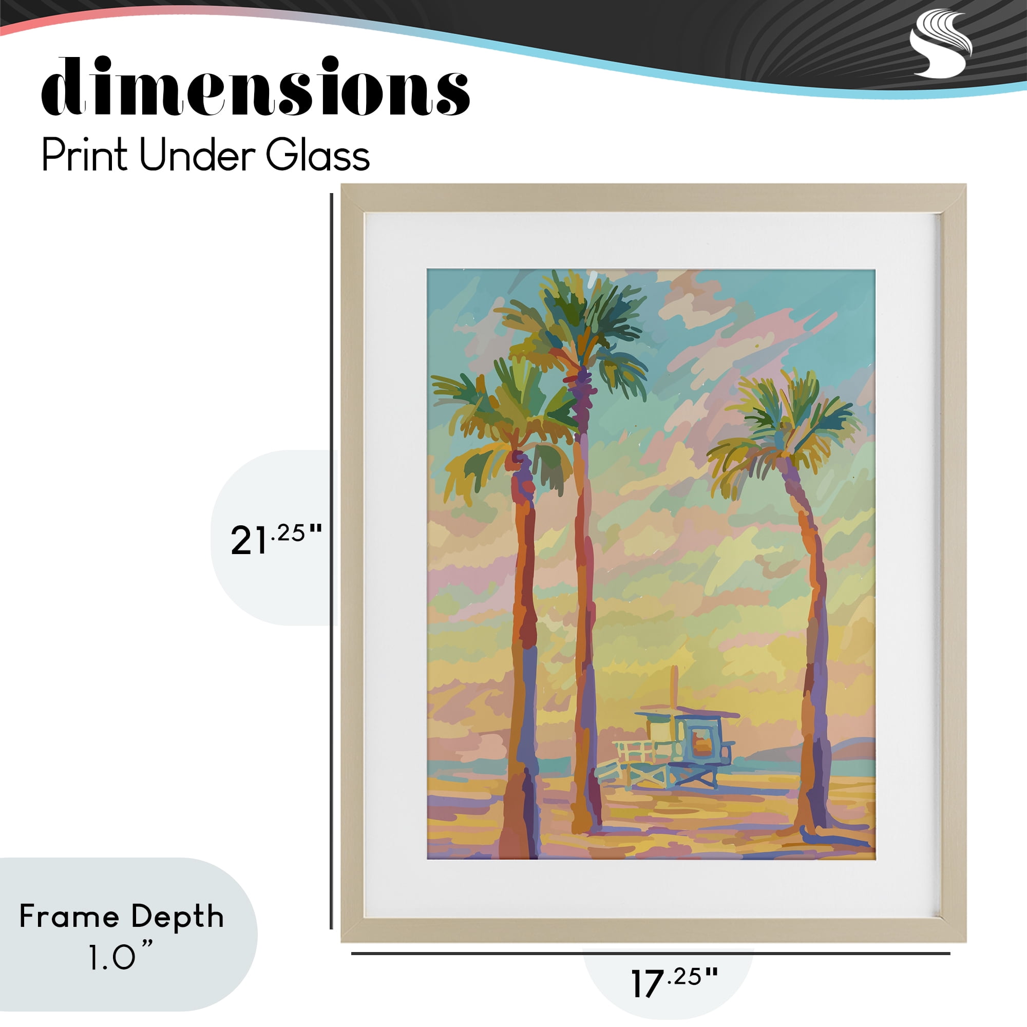 Stupell Industries Beachside Palms Abstraction Birch Framed Print Under Glass, design by Amelia Noyes