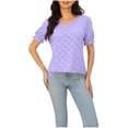 thumbnail image 2 of Fiudx Camisas para Mujer Camiseta de Manga Corta con Cuello Redondo y Manga Corta para Mujer, Color Liso, Ahuecada, 2 of 3