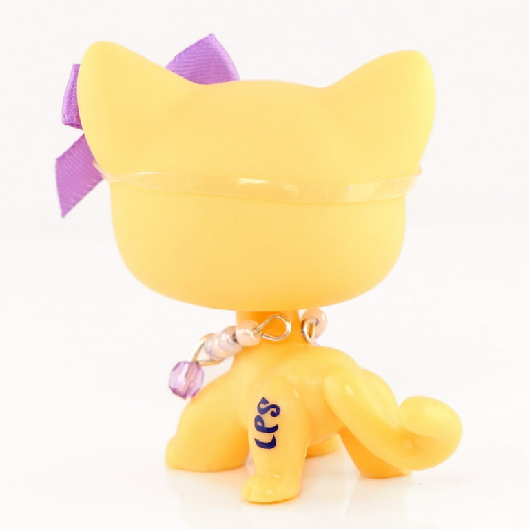 小物 small Yellow Mini lps shop Flower Blond Shorthair Cat #1962 with Purple