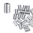 thumbnail image 1 of Uxcell 25-Pack Aluminum Crimping Loop Sleeves, 1.2mm 3/64 Round Barrel Wire Rope Sleeves, 1 of 2