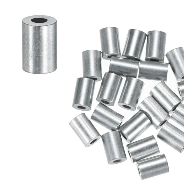 Uxcell 25-Pack Aluminum Crimping Loop Sleeves, 1.2mm 3/64 Round Barrel Wire Rope Sleeves