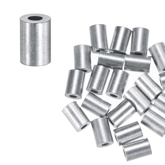 Uxcell 25-Pack Aluminum Crimping Loop Sleeves, 1.2mm 3/64 Round Barrel Wire Rope Sleeves