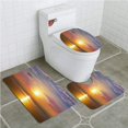 thumbnail image 1 of Juego de alfombras de baño ABPHQTO Playa al atardecer 3 piezas alfombra de baño contorno tapa de inodoro, 1 of 2